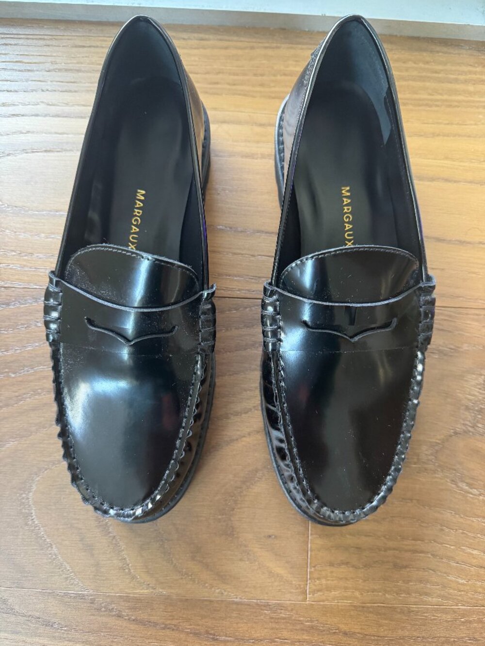 Margaux The Louisa Loafer, Black Lug Sole Penny Loafer, 39M (US 8.5–9)